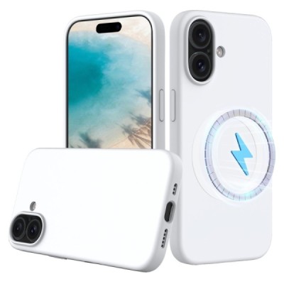 Apple iPhone 16 Plus "Shell" MagSafe Hard Silicone TPU White Case Cover - Back | Priedai.lt