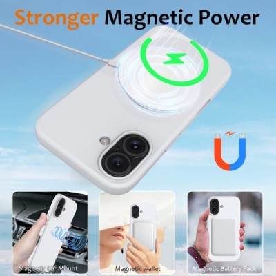 Apple iPhone 16 Plus "Shell" MagSafe Hard Silicone TPU White Case Cover - Back | Priedai.lt