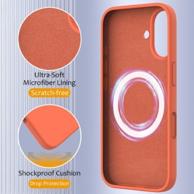 Apple iPhone 16 Plus "Shell" MagSafe Hard Silicone TPU orange Case Cover - Back | Priedai.lt