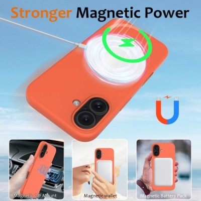 Apple iPhone 16 Plus "Shell" MagSafe Hard Silicone TPU orange Case Cover - Back | Priedai.lt