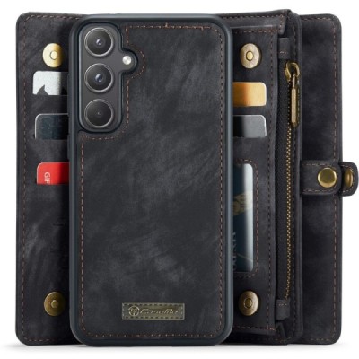 Samsung Galaxy A55 5G (SM-A556) CaseMe Retro Solid Case with Detachable Wallet - Black | Priedai.lt