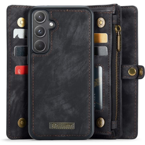 "CaseMe" Retro Solid Case with Detachable Wallet - Black (Galaxy A55)