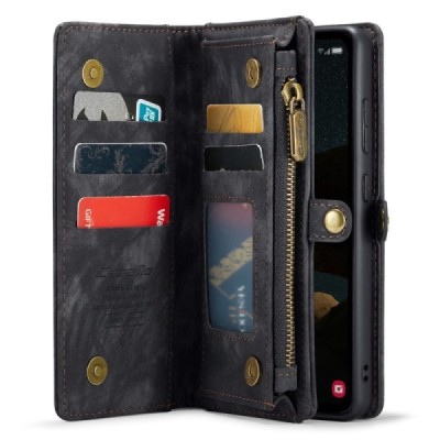 Samsung Galaxy A55 5G (SM-A556) CaseMe Retro Solid Case with Detachable Wallet - Black | Priedai.lt