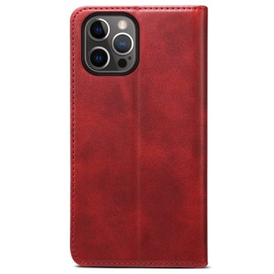 Apple iPhone 12 (12 Pro) "Suteni" red leather flip case - book | Priedai.lt