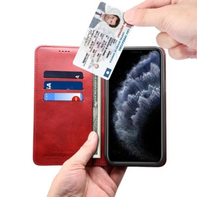 Apple iPhone 12 (12 Pro) "Suteni" red leather flip case - book | Priedai.lt