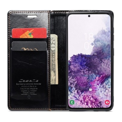 Samsung Galaxy S20 CaseMe Leather Solid Flip Case Book - Black | Priedai.lt