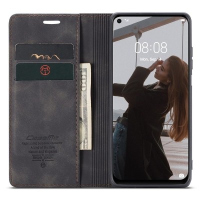Huawei P40 lite CaseMe Retro Solid Flip Case Book - Black | Priedai.lt