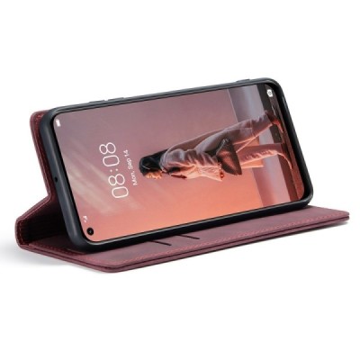 Huawei P40 Lite CaseMe Retro Solid Flip Case Book - Burgundy | Priedai.lt