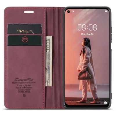 Huawei P40 Lite CaseMe Retro Solid Flip Case Book - Burgundy | Priedai.lt