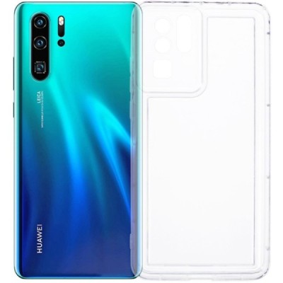 Huawei P30 Pro reinforced protection hard silicone TPU transparent case - back | Priedai.lt