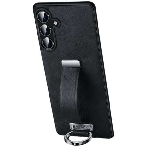 "SULADA" Leather Kickstand Case - Black (Galaxy S25)