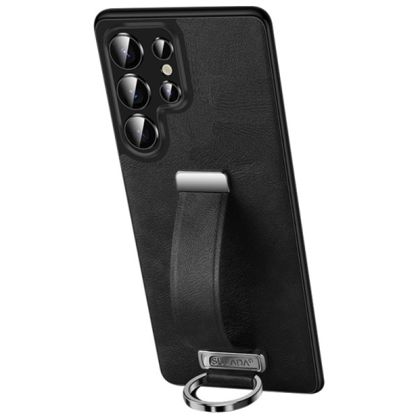 "SULADA" Leather Kickstand Case - Black (Galaxy S25 Ultra)