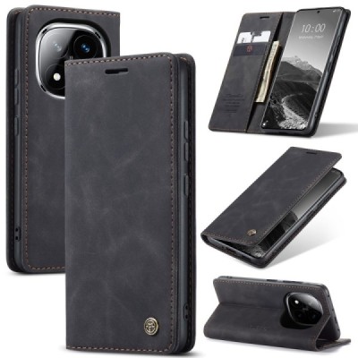 Xiaomi Redmi Note 14 Pro (Pro+) 5G (Poco X7 5G) CaseMe Retro Solid Flip Case Book - Black | Priedai.lt