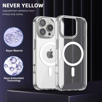 "Tubi" MagSafe Apple iPhone 16 Pro clear (transparent) hard silicone TPU case back cover | Priedai.lt