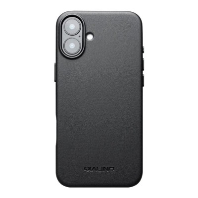 Apple iPhone 16 "QIALINO" Slim MagSafe leather case cover - black | Priedai.lt
