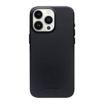 Apple iPhone 16 Pro Max "QIALINO" Slim MagSafe leather case cover - black | Priedai.lt