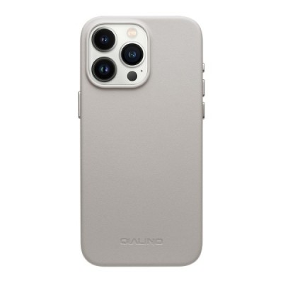 Apple iPhone 16 Pro "QIALINO" Slim MagSafe leather case cover - Grey | Priedai.lt