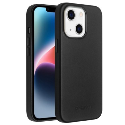 Apple iPhone 14 "QIALINO" Slim MagSafe leather case cover - black | Priedai.lt