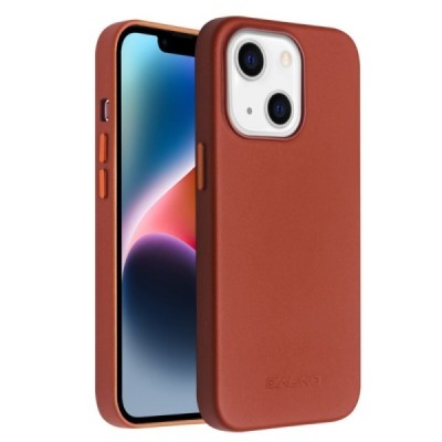 Apple iPhone 14 "QIALINO" Slim MagSafe leather case cover - Brown | Priedai.lt
