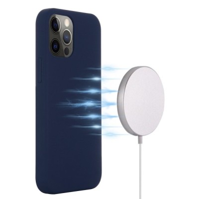 Apple iPhone 14 Pro Max "Shell" MagSafe Hard Silicone TPU Dark Blue Case Cover - Back | Priedai.lt