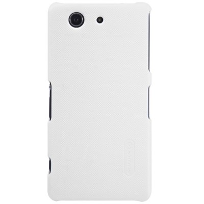 Nillkin Frosted Shield Sony Xperia Z3 Compact baltas plastikinis dėklas + apsauginė ekrano plėvelė / Priedai.lt