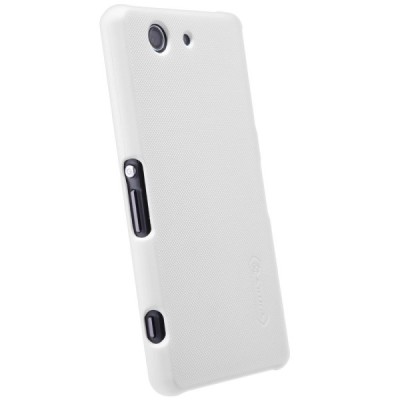 Nillkin Frosted Shield Sony Xperia Z3 Compact baltas plastikinis dėklas + apsauginė ekrano plėvelė / Priedai.lt