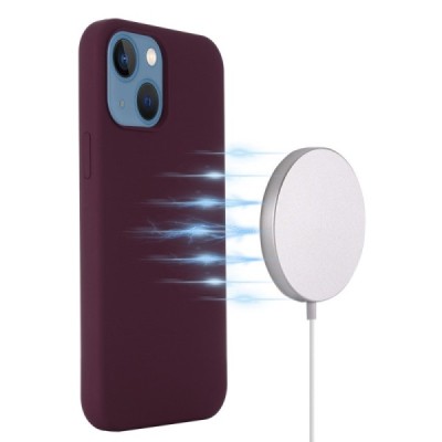 Apple iPhone 14 Plus "Shell" MagSafe Hard Silicone TPU Burgundy Case Cover - Back | Priedai.lt