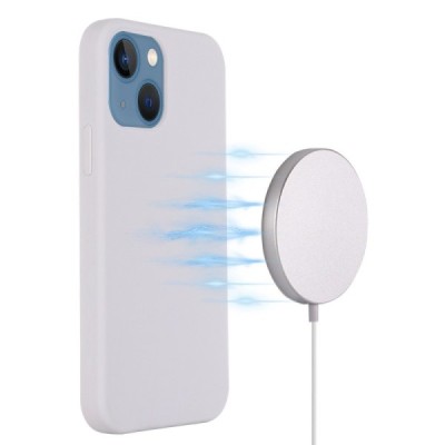 Apple iPhone 14 Plus "Shell" MagSafe Hard Silicone TPU White Case Cover - Back | Priedai.lt