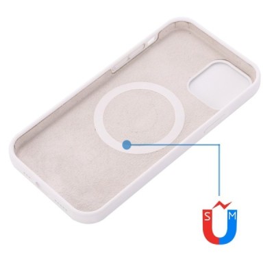 Apple iPhone 14 Plus "Shell" MagSafe Hard Silicone TPU White Case Cover - Back | Priedai.lt