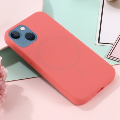 Apple iPhone 14 Plus "Shell" MagSafe Hard Silicone TPU pink Case Cover - Back | Priedai.lt