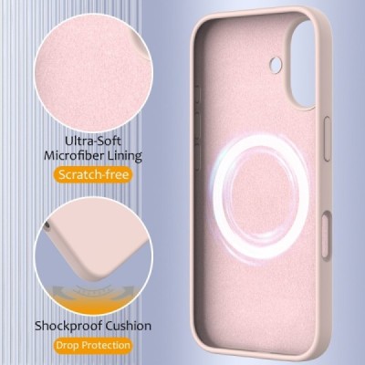Apple iPhone 16 Plus "Shell" MagSafe Hard Silicone TPU pink Case Cover - Back | Priedai.lt
