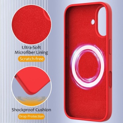 Apple iPhone 16 Plus "Shell" MagSafe Hard Silicone TPU red Case Cover - Back | Priedai.lt
