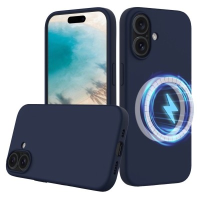 Apple iPhone 16 "Shell" MagSafe Hard Silicone TPU Dark Blue Case Cover - Back | Priedai.lt