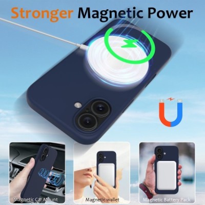 Apple iPhone 16 "Shell" MagSafe Hard Silicone TPU Dark Blue Case Cover - Back | Priedai.lt