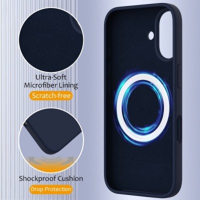 Apple iPhone 16 "Shell" MagSafe Hard Silicone TPU Dark Blue Case Cover - Back | Priedai.lt