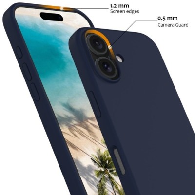 Apple iPhone 16 "Shell" MagSafe Hard Silicone TPU Dark Blue Case Cover - Back | Priedai.lt