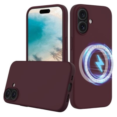 Apple iPhone 16 "Shell" MagSafe Hard Silicone TPU Burgundy Case Cover - Back | Priedai.lt