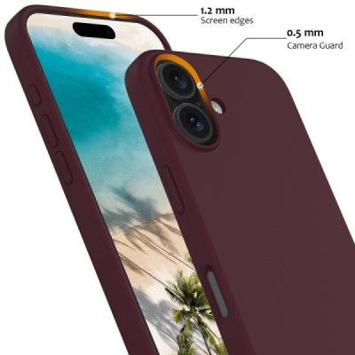Apple iPhone 16 "Shell" MagSafe Hard Silicone TPU Burgundy Case Cover - Back | Priedai.lt