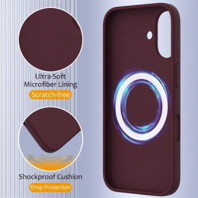 Apple iPhone 16 "Shell" MagSafe Hard Silicone TPU Burgundy Case Cover - Back | Priedai.lt