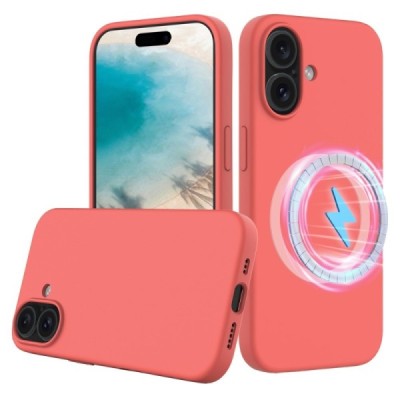 Apple iPhone 16 "Shell" MagSafe Hard Silicone TPU pink Case Cover - Back | Priedai.lt