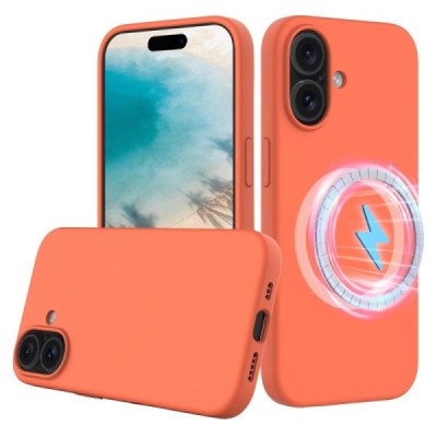 Apple iPhone 16 "Shell" MagSafe Hard Silicone TPU orange Case Cover - Back | Priedai.lt