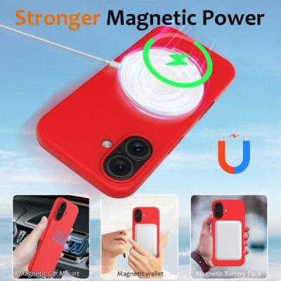 Apple iPhone 16 "Shell" MagSafe Hard Silicone TPU red Case Cover - Back | Priedai.lt