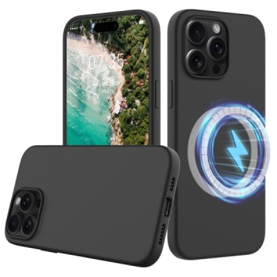 Apple iPhone 16 Pro Max "Shell" MagSafe Hard Silicone TPU Black  Case Cover - Back | Priedai.lt