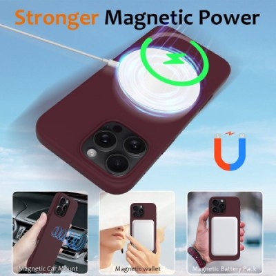 Apple iPhone 16 Pro Max "Shell" MagSafe Hard Silicone TPU Burgundy Case Cover - Back | Priedai.lt