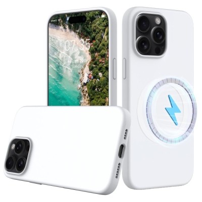 Apple iPhone 16 Pro Max "Shell" MagSafe Hard Silicone TPU White Case Cover - Back | Priedai.lt