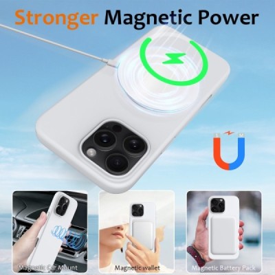 Apple iPhone 16 Pro Max "Shell" MagSafe Hard Silicone TPU White Case Cover - Back | Priedai.lt