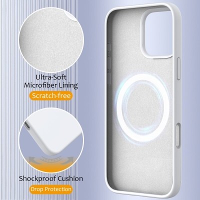 Apple iPhone 16 Pro Max "Shell" MagSafe Hard Silicone TPU White Case Cover - Back | Priedai.lt