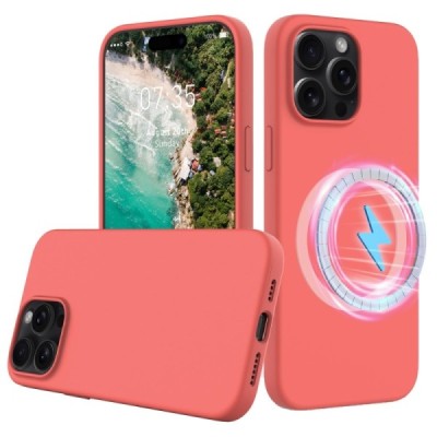 Apple iPhone 16 Pro Max "Shell" MagSafe Hard Silicone TPU pink Case Cover - Back | Priedai.lt