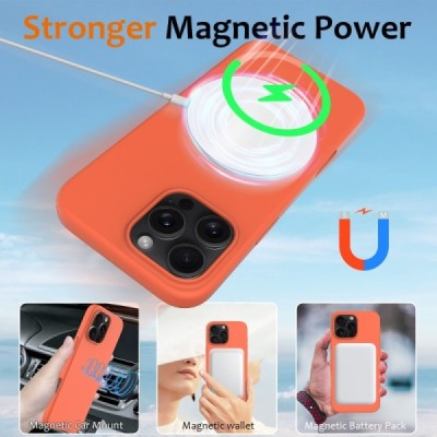 Apple iPhone 16 Pro Max "Shell" MagSafe Hard Silicone TPU orange Case Cover - Back | Priedai.lt