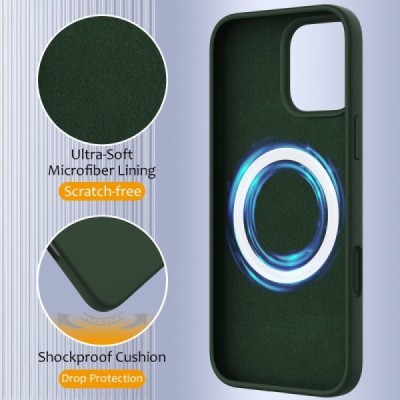 Apple iPhone 16 Pro Max "Shell" MagSafe Hard Silicone TPU Dark green Case Cover - Back | Priedai.lt